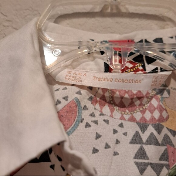 Zara Trafaluc collection white button-up up collared shirt, cap sleeves, size xs - Picture 7 of 11